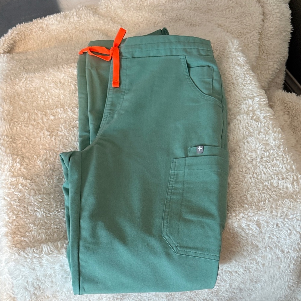 Figs Women’s Sage Green Joggers with Bright Orange Drawstring